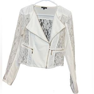 Alt. B White Lace Cropped Sweater
